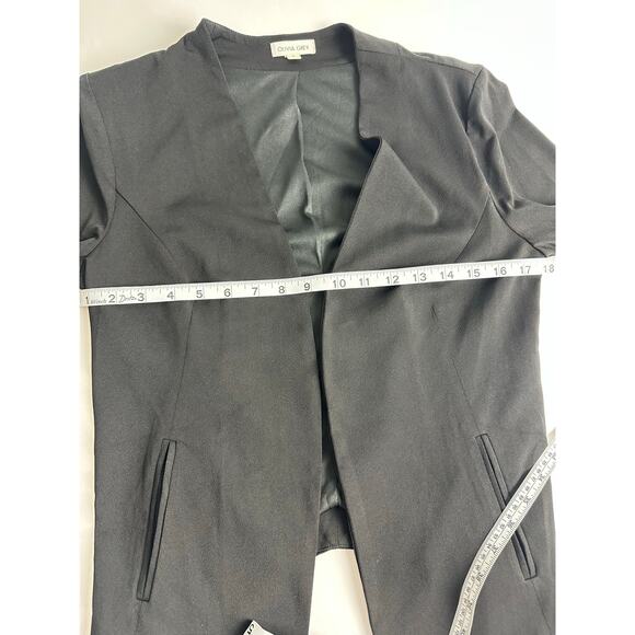 Olivia Grey Size Small Black Open Front Blazer Drape Professional Minimalist - Picture 4 of 6